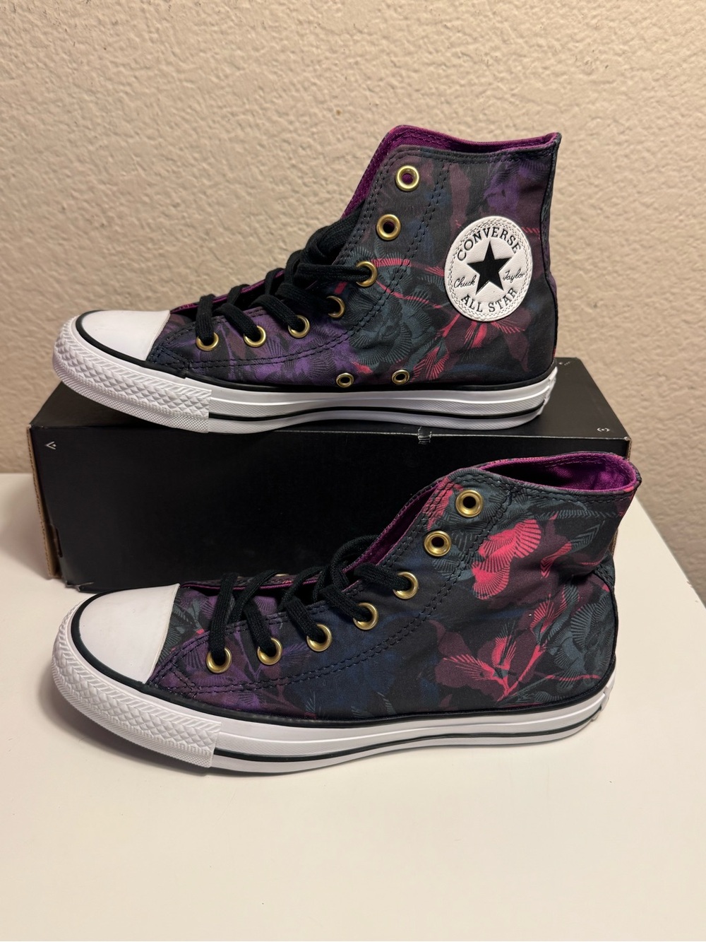 Converse Chuck Taylor All Star High Top Floral Black Pink Women 7 561641F
